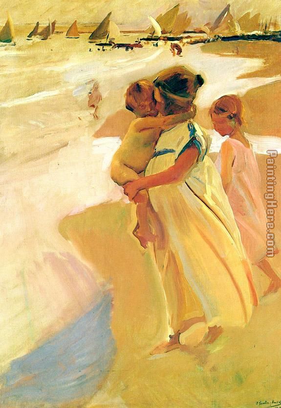 Going for a Swim Valencia painting - Joaquin Sorolla y Bastida Going for a Swim Valencia art painting